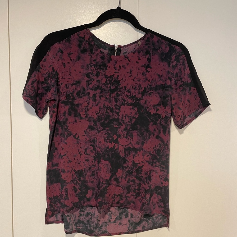 Andrew Marc Olivia Silk Floral Washed Tee XS